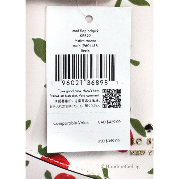 NEW Kate Spade Lizzie Medium Festive Rosette Leather Flap Backpack Shoulder Book - Picture 5 of 7